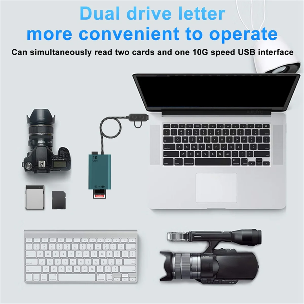 Lecteur de carte mémoire à double emplacement ATYP CFexpress Type B et SD, 10Gbps USB 3.2 Gen 2 Type B adaptateur CFexpress lecteur de carte mémoire B