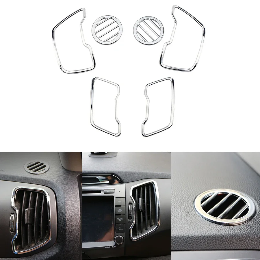 Abs chrome ventilação de ar do carro decoração capa para kia sportage 3 sl 2011 - 2015 ac condicionado saída guarnição adesivo