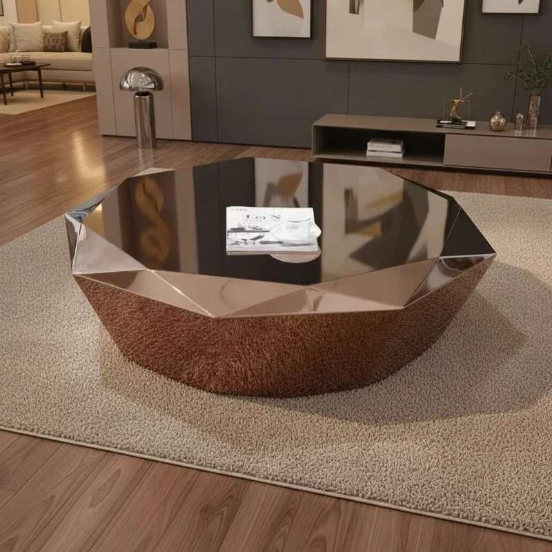 Modern Fashion Living Room Furniture Design Diamond Shaped Stainless Steel Coffee Table