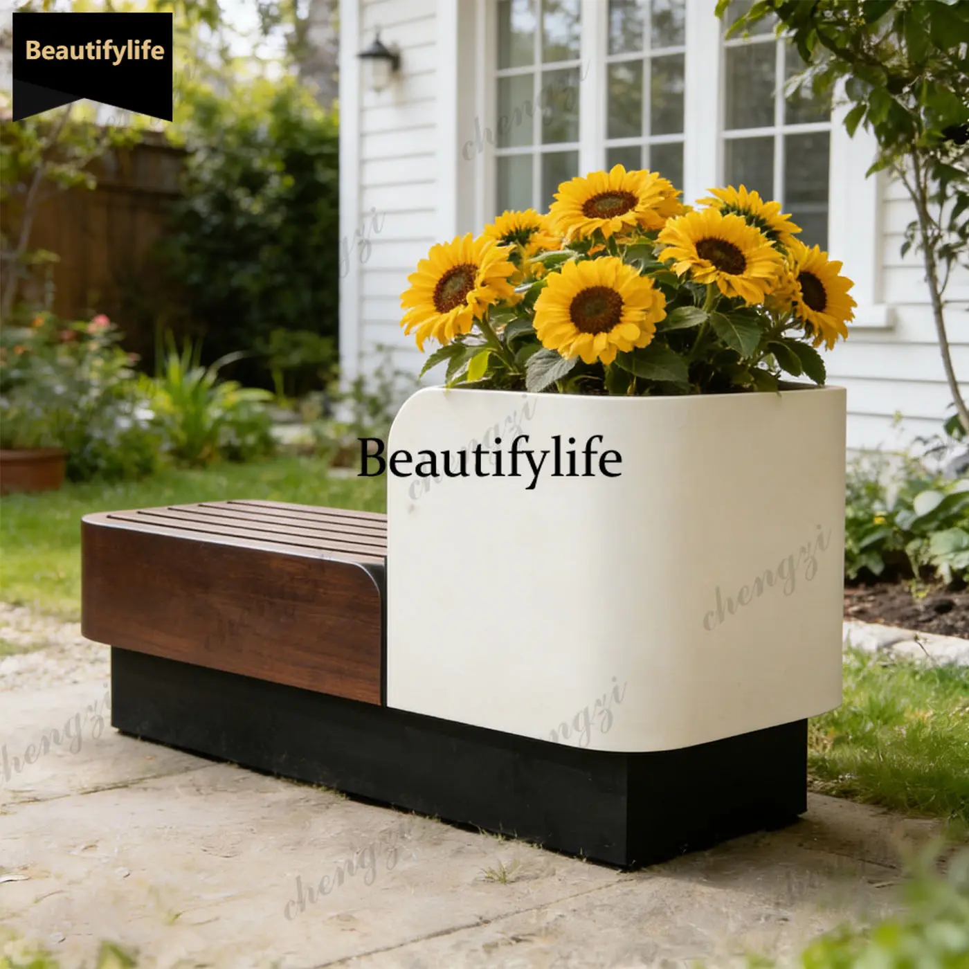 Q181 Flower box seat stool  modern simple flower pot waiting chair outdoor garden decoration chair creative commercial street