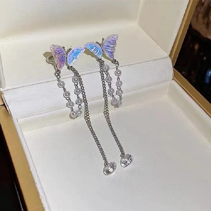 Vergoldete Kristallblatt-Quasten-Tropfenohrringe für Frauen, glänzende Zirkon-Blume, baumelnde Ohrringe, Hochzeit, Schmuck, Geschenk, Y2k – Detail 8