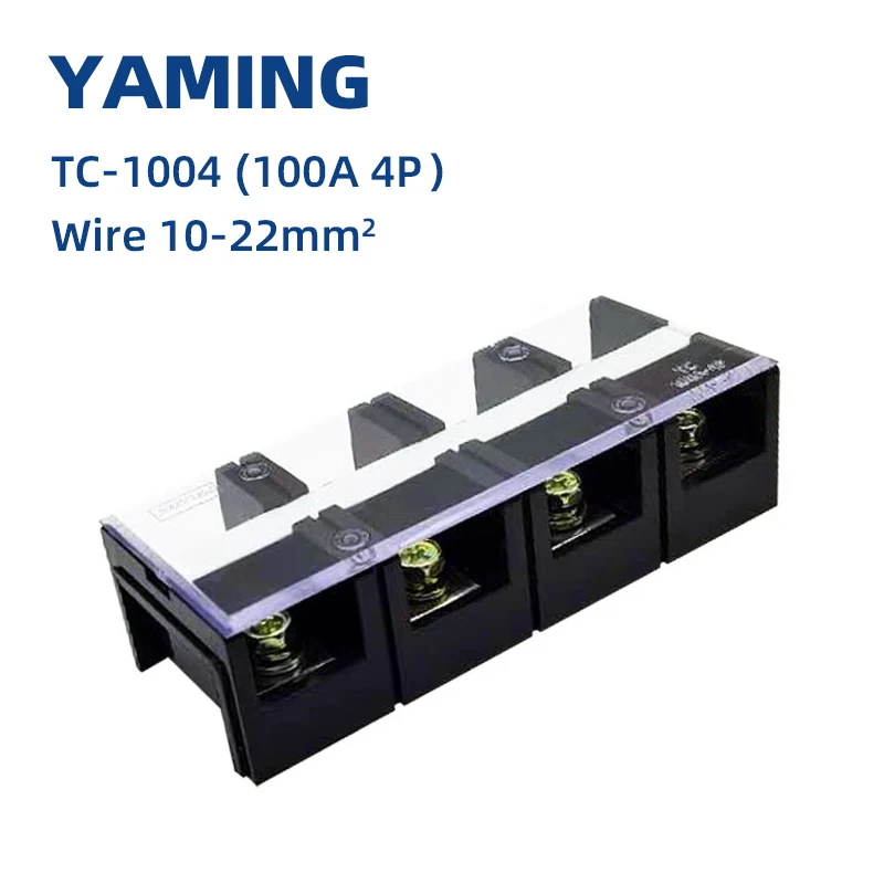 

Terminal Block Brass Conductor TC-1004 Electrical Use Connector 100A 600V 4P Dual Row 10-22mm2 Wiring