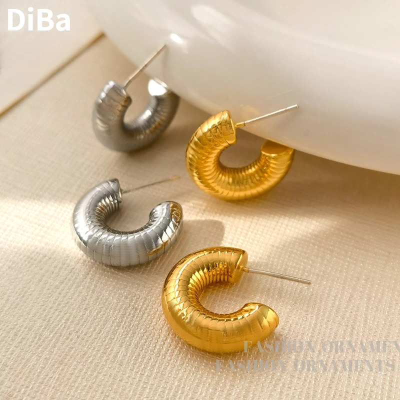 

Modern Jewelry Hot Selling 2024 Trend New Texture Gold Color Hoop Earrings For Women Girl Gift Popular Ear Accessories