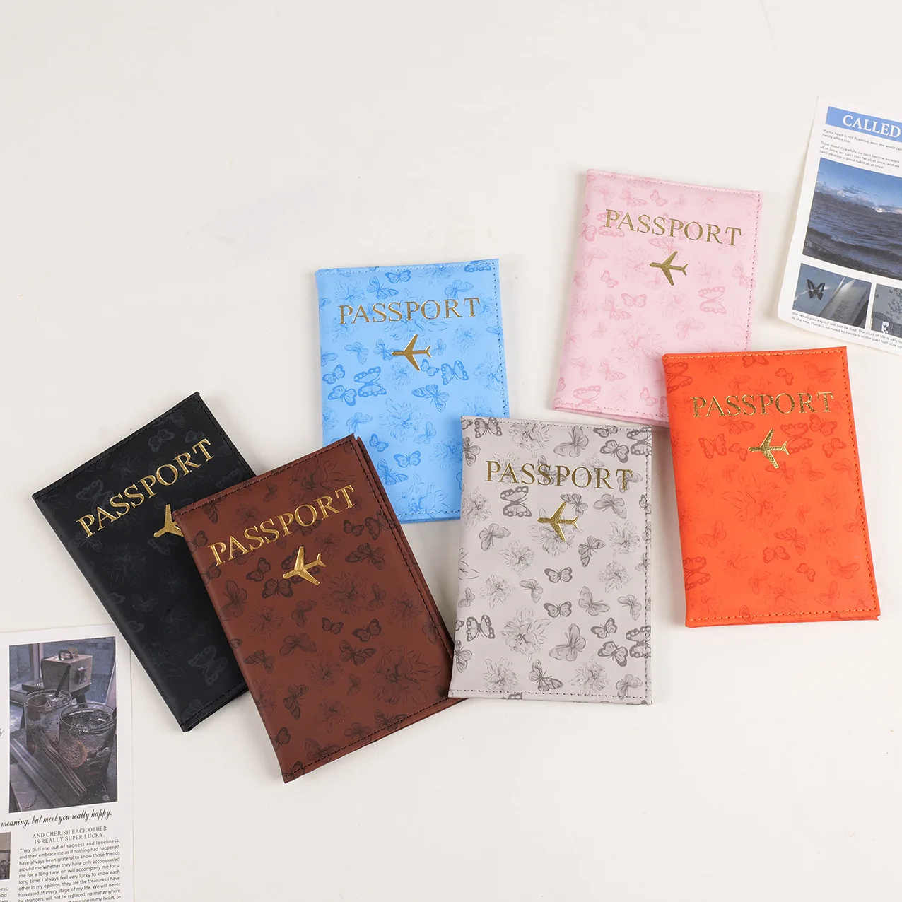 

Butterfly Pattern PU Passport Covers Business Travel Passport Bag Boarding Passport Holder Id Holder Holiday Travel Accessories