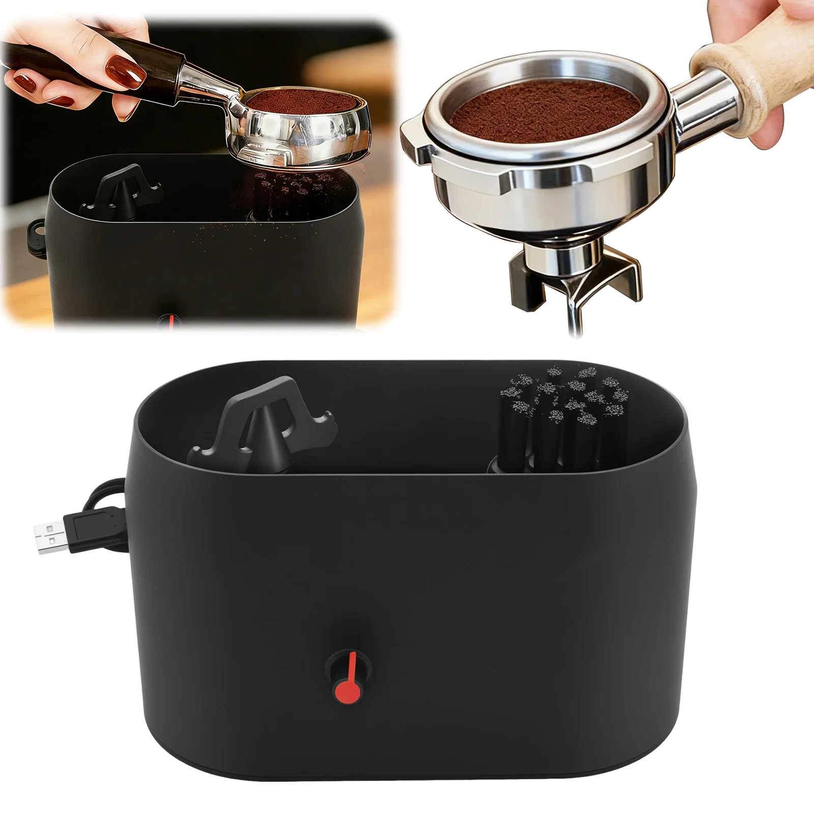 Automatic Knock Box Cleaner Coffee Portafilter Cleaning Kit USB Anti Spill Electric Knock Box Cleaner for Household Coffee Shop