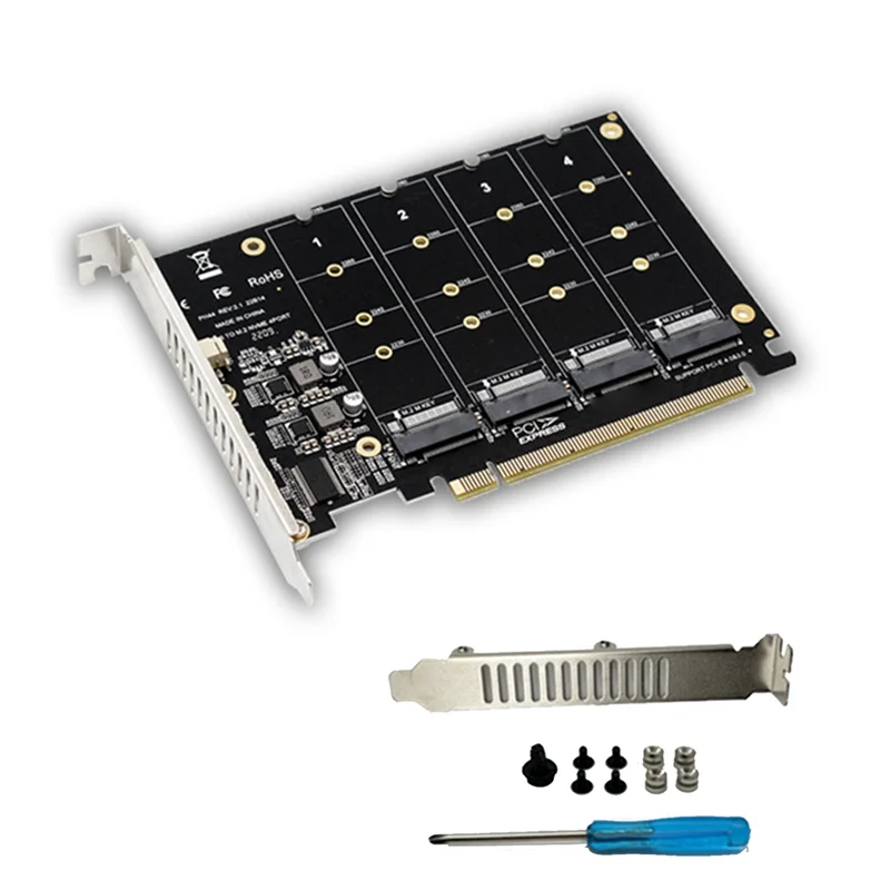 

New!PCIEX16 NVME PCB PH44 NVME 4-Disk Array Card PCIE Signal Split Array Card Expansion Card Array Expansion Adapter Card