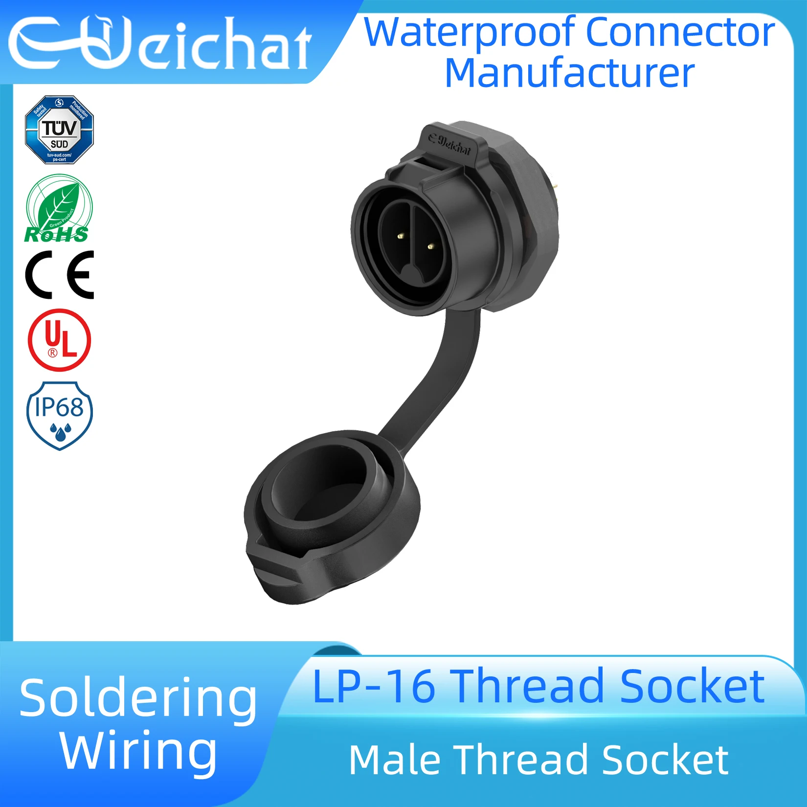 EW-LP16 Charger Plastic IP68 Outdoor Power Electrical Connector 2 3 4 5 7 8 9 Pin Female Male Plug Socket M16 Signal Adapter