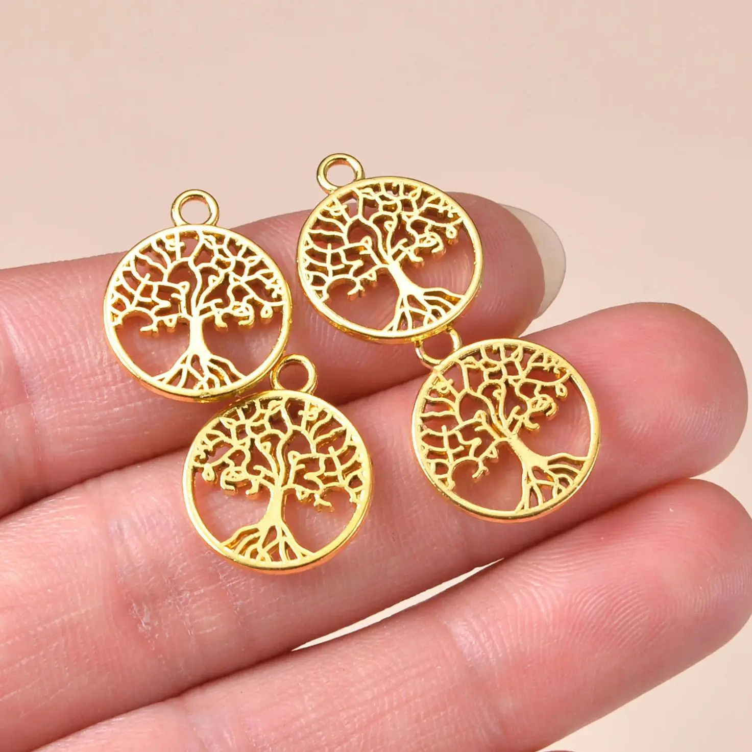 2 Colors Charms World Peace Life Tree 18x15mm Antique Silver Gold Pendants Making DIY Handmade Tibetan Finding Jewelry