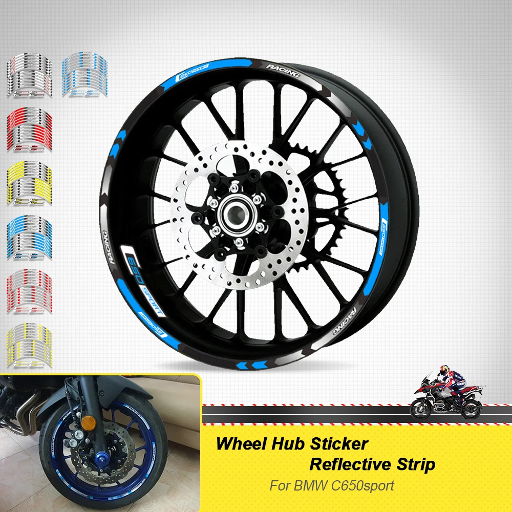 Motorcycle Accessories Wheels Hub Stickers Tire Decorative Decal Reflective Stripe Sticker Tape Set For BMW c650 sport C650SPORT