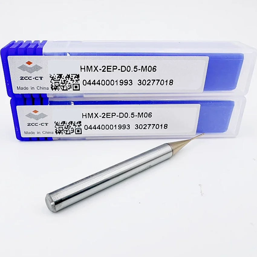 

ZCC.CT HMX-2EP-D0.5-M04/HMX-2EP-D0.5-M06/HMX-2EP-D0.5-M08 Two edged Straight shank Long Neck Short Blade Flat end mills 1pcs/box