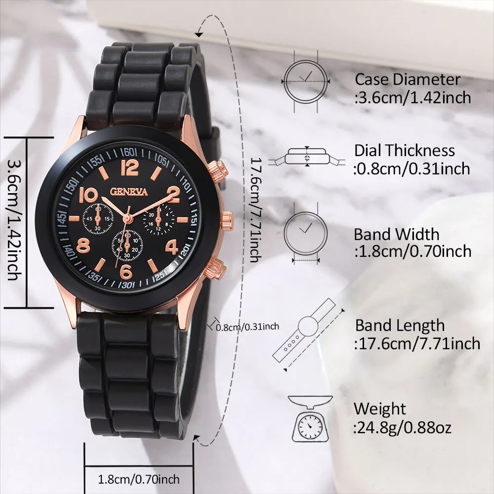 4PCS Fashionable and Minimalist Set Watch Luxurious Men And Women Silicone Strap Business And Leisure Bracelet Quartz Watch 