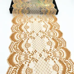 3y/lot Width 23cm Light Yellow Orange Elastic Stretch Lace Trim Skirt Hem For Clothes Sewing Accessories Lingerie Wedding Dress