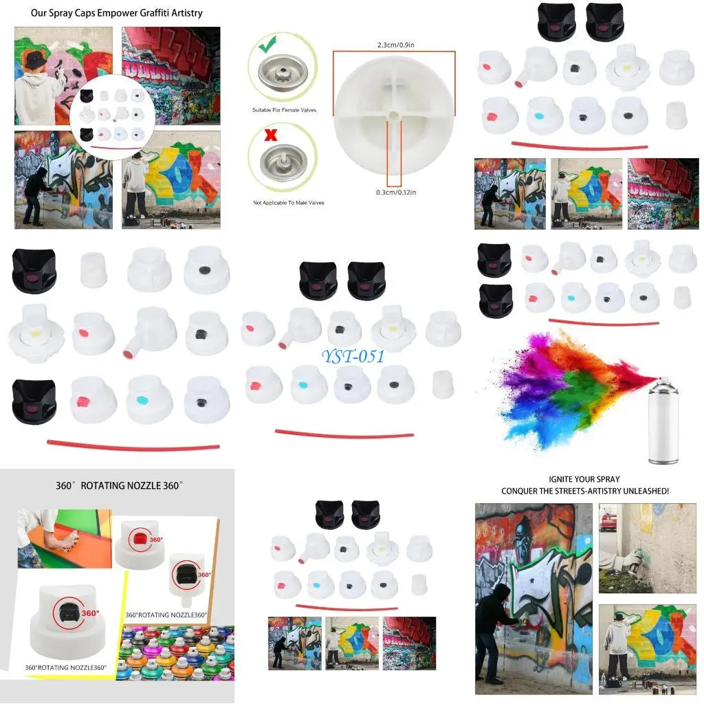 

E15A 12 Plastic Nozzles for Sprinkle Painting 10 Different Measurements Closed Leak Complimentary Plan