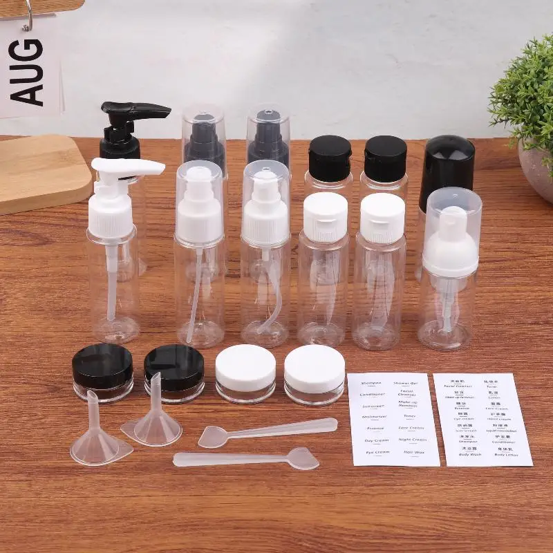 11pcs/Set Travel Bottle Set Refillable Bottle Soft PET Lotion Shampoo Container Squeeze Tube Empty Bottle