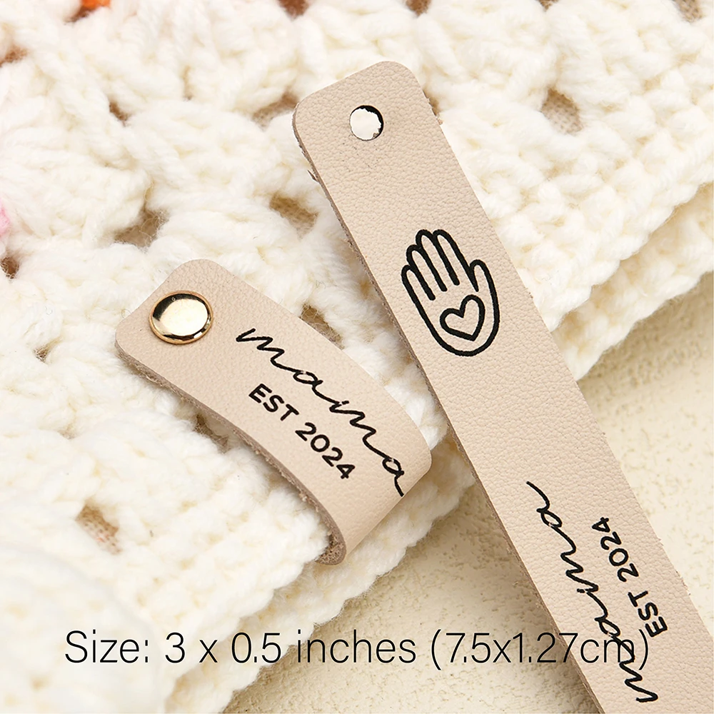 

Custom Leather Tags 1mm Laser Engraved for Home Decor, Clothing, Shoes, Hats & DIY Crafts (0.5"x3", Multi Sizes, Free Rivets)