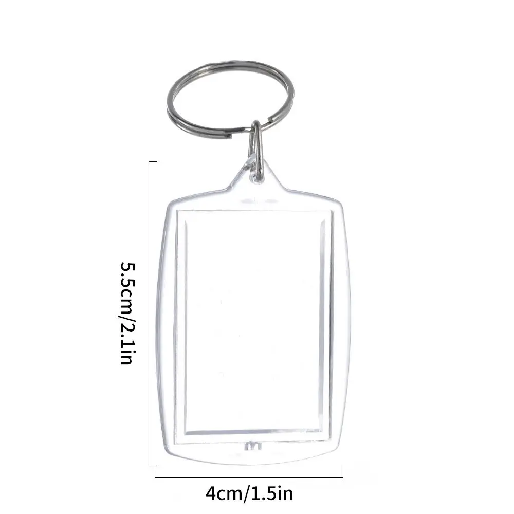 5Pcs Pendant Tassels Photo Frame Keychain Snap-In Custom Insert Photo Clear Blank Keyring Acrylic Transparent Picture Keyring