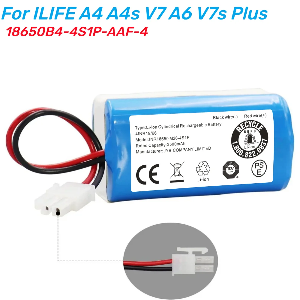 3500mAh 14.8V Replacement Battery for Dibea D960 GT200 GT9 V750 V780 V780s V870 for Ecovacs 4ICR19/65 BL7402AP Robot Vacuum Clea