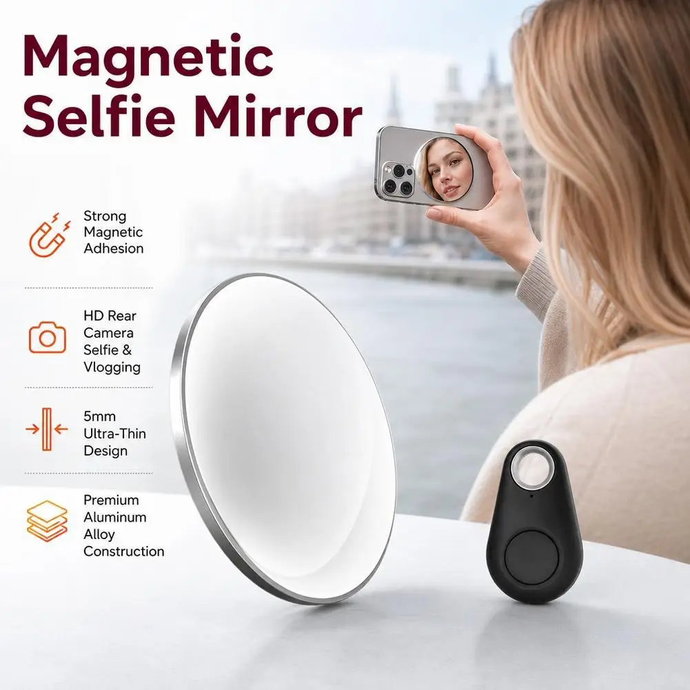 Bluetooth Remote Shutter Magnetic Selfie Mirror For Mobile Phone Smartphone Back Camera Mirror Selfie Vlogging For iPhone17/16