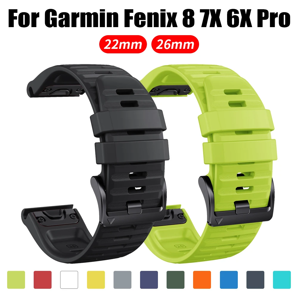 22/26 mm QuickFit Silikonarmband für Garmin Fenix 8 Pro 7X 6X Pro/Epix Pro Gen 2 51 mm 47 mm Band für Forerunner 970 965 Armband