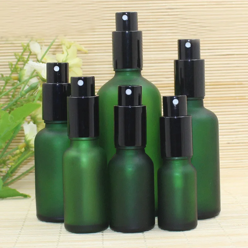 30ml clear/blue/green/brown glass bottle pump essential oil serum  moisture essence mist sprayer liquid skin care cosmetic pack