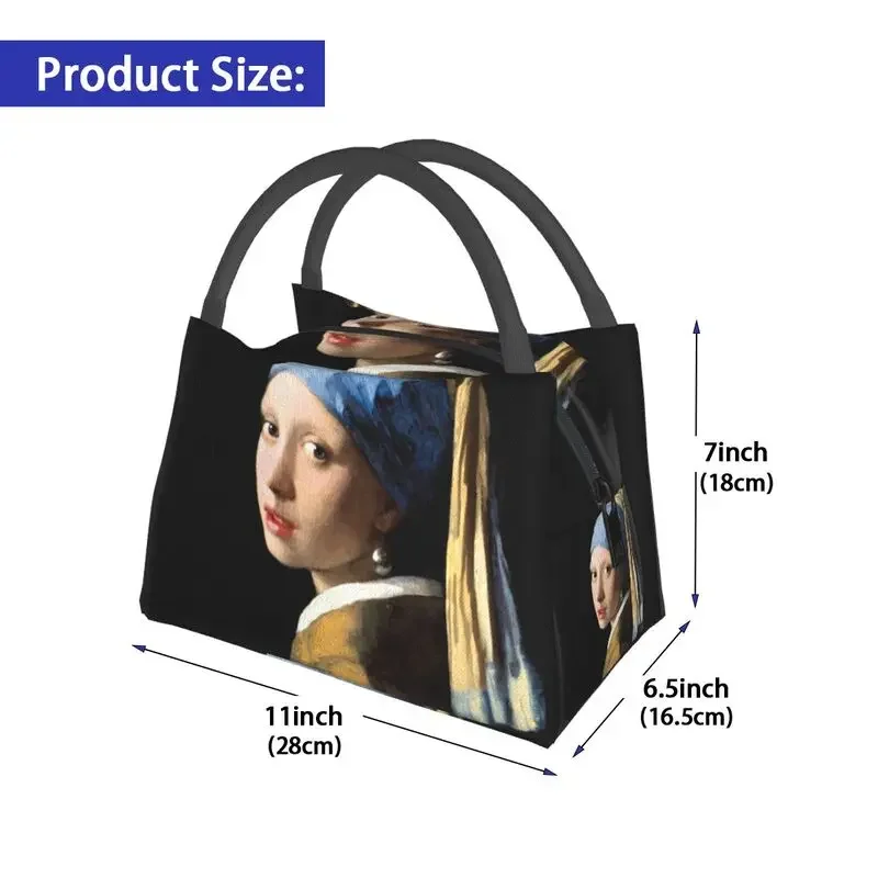 Girl With A Pearl Earring Thermal Insulated Lunch Bags Women Vincent Van Gogh Painting Resuable Lunch Tote Meal Food Box