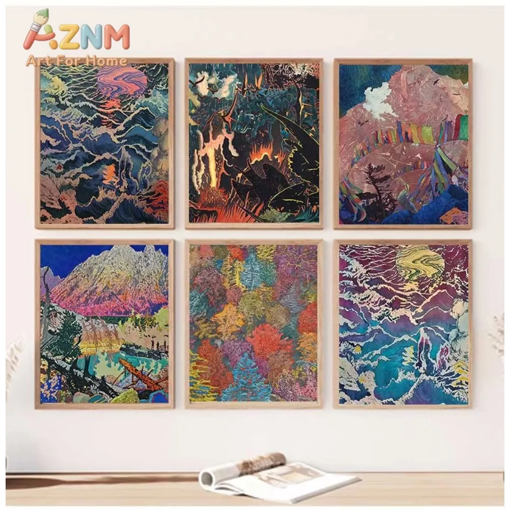 

1pc Modern Abstract Artist Aaron Morse Works Poster Collage Fantasy Strange Canvas Painting Wall Art Pictures Home Room Decor