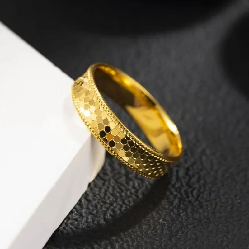Gold store 9999 24K real gold dragon scale ring couple ring plain ring fish scale ring gold jewelry