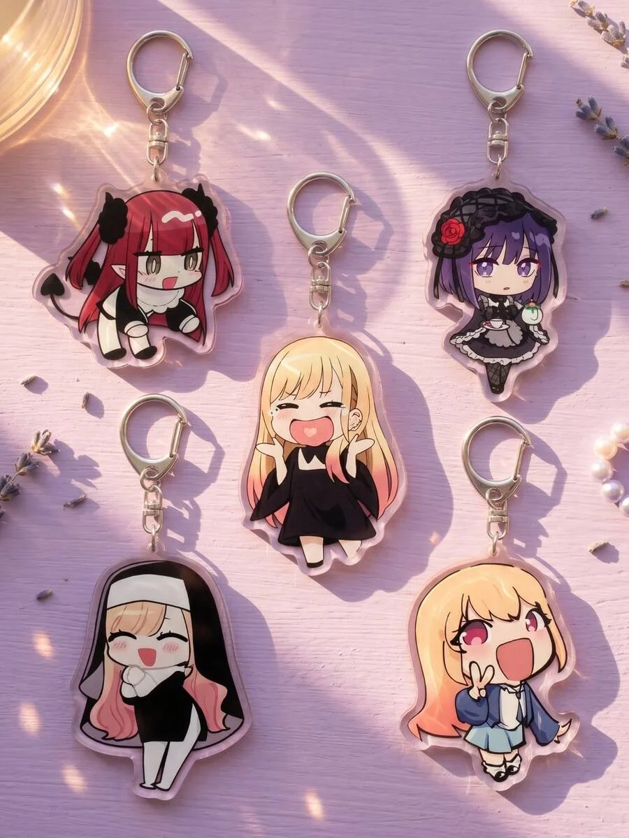 1 Piece/5 Pieces Cute Cartoon Acrylic Keychain Set, Cute Character Pendants with D-Shaped Hooks, Backpack Accessories, Anime Fan Accessories, Suitable as Birthday or Graduation Gifts for Friends
