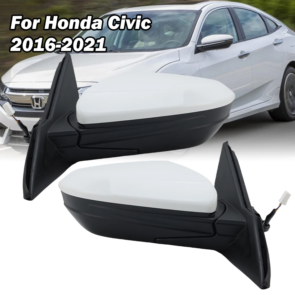 3 Wires Side Rearview Mirror Assembly For Honda Civic 2016-2021 US Version Spray Free White Door Rearview Mirror Car Accessories