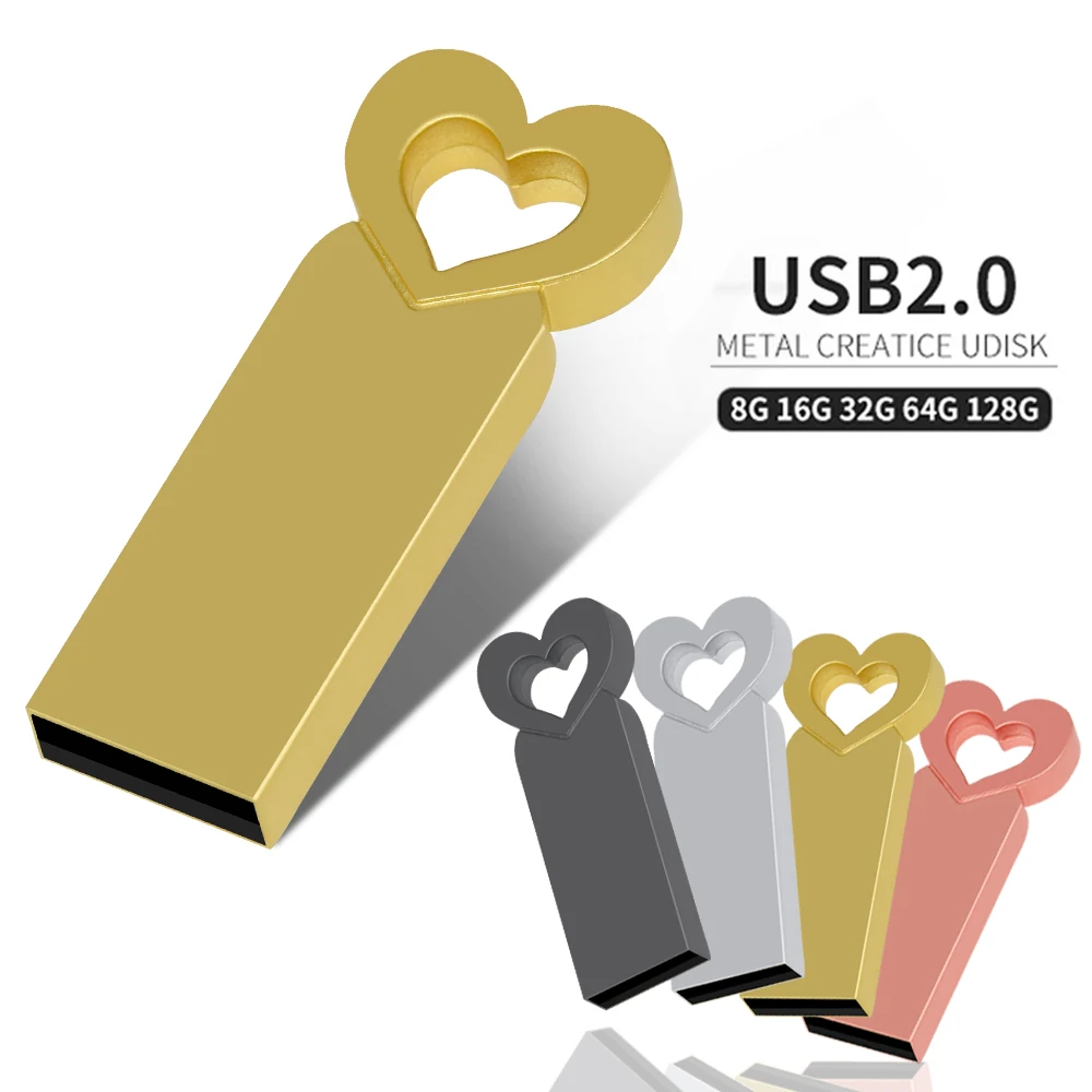 Metal USB Flash Drive, Pen Drive Rápido, Stick USB, U Disco para Presente, 8GB, 16GB, 32GB, 64GB, Cle USB Stick