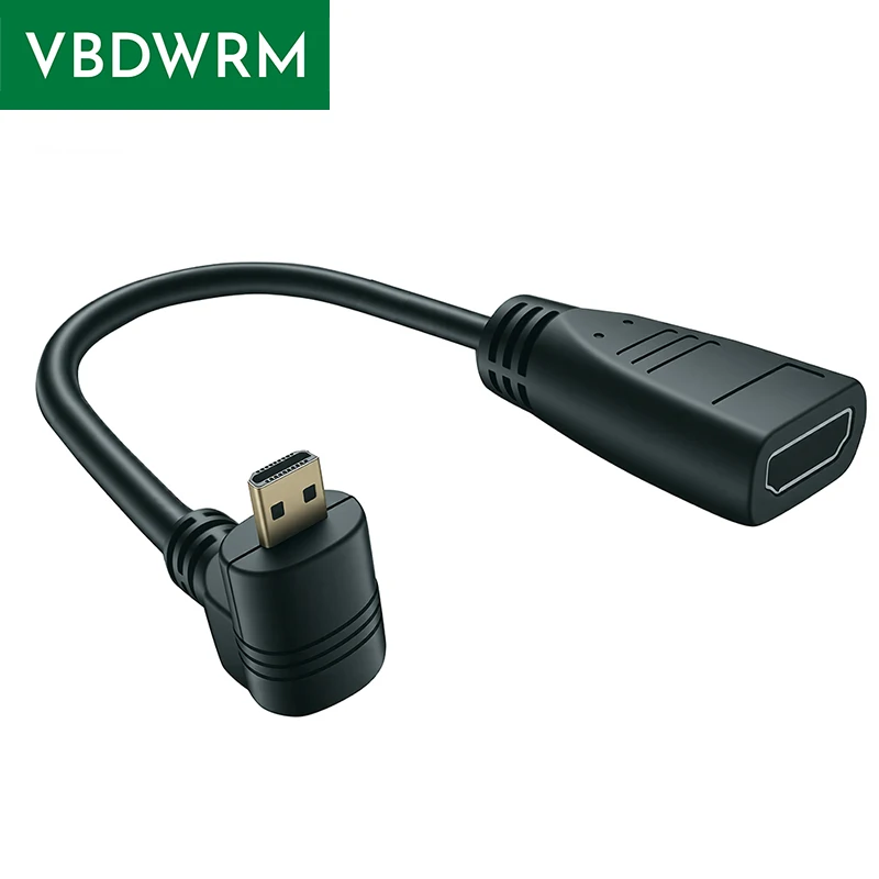 Abgewinkeltes Micro-HDMI-zu-HDMI-Adapterkabel, 4K Micro-HDMI-zu-HDMI-Kabel für Laptop-Tablets, Raspberry Pi 5/Pi 4/GoPro Hero 7 6