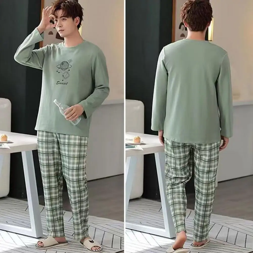 Women's Plaid Long Sleeved Pants Pajamas Set Autumn New Women's Comfortable Home Clothing Nightgown 2-Piece Set Elastic Waist