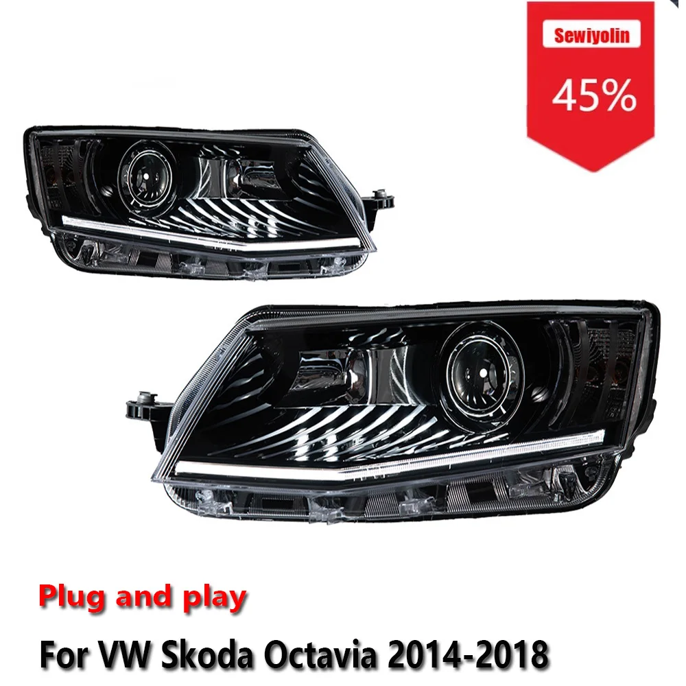 

Sewiyolin Car LED Headlight Accessories For VW Skoda Octavia 2014-2018 DRL Brake Turn Signal Lamp Plug and Play