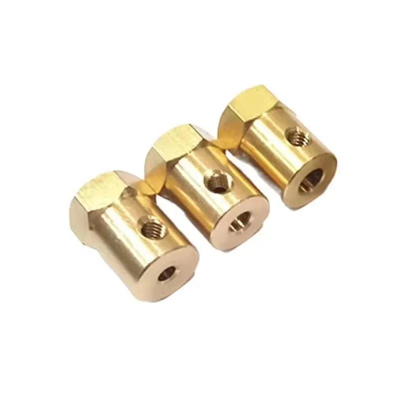 2 3 3.17 4 5 6 7 8mm Brass Hexagon Coupling Trolley Tire Connector Coupling Shaft Gear Motor Matching