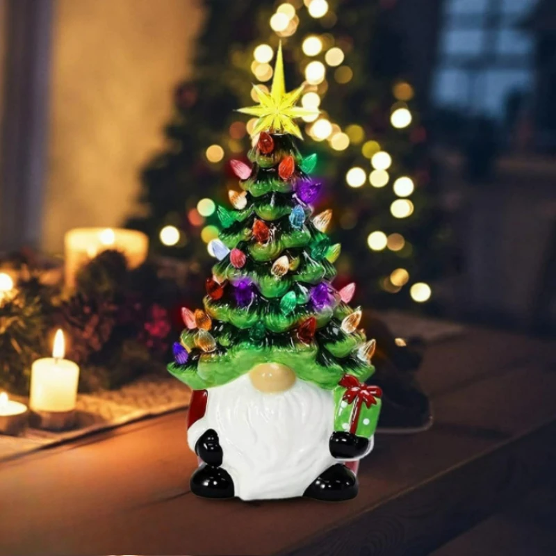 أضواء شجرة عيد الميلاد بطارية مضيئة الراتنج جنوم أضواء ليلية عيد الميلاد سطح المكتب زينة غرف نوم المنزل هدايا الأطفال