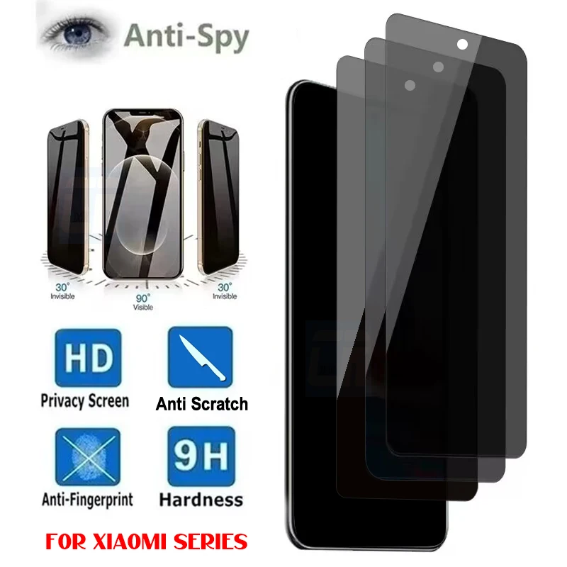 

1-3Pcs Anti-spy Privacy Tempered Glass For Xiaomi 14 13T 12T 11T 11 Lite Screen Protector Poco F5 F4 F3 X5 X4 X3 X6 Pro M5S M6