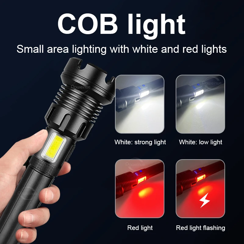 High Power Led Flashlight Ultra Bright Tactical Flashlight USB Rechargeable Zoom Torch Light Emergency Spotlight Camping Lantern