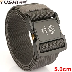 TUSBottles-Ceinture de odorélastique en nylon pour hommes, ceinture militaire de police, ceinture décontractée, structure automatique en métal, nouveau, 5.0cm