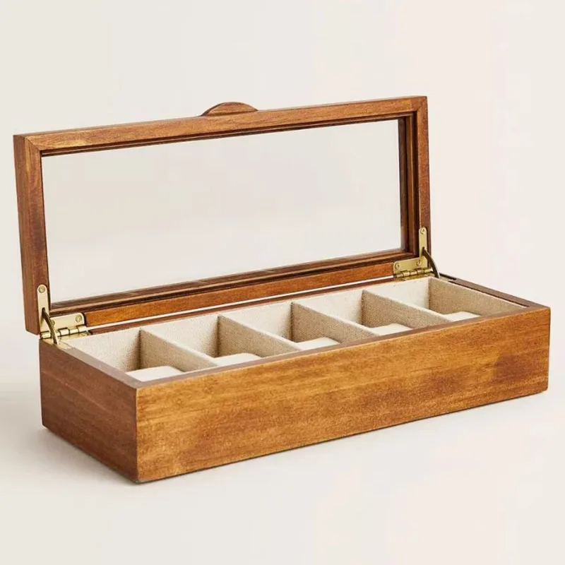 Wood Watch Box Organizer Transparent Skylight Watch Boxes Storage Mechanical Wrist Watches Jewelry Display Collection Accessory