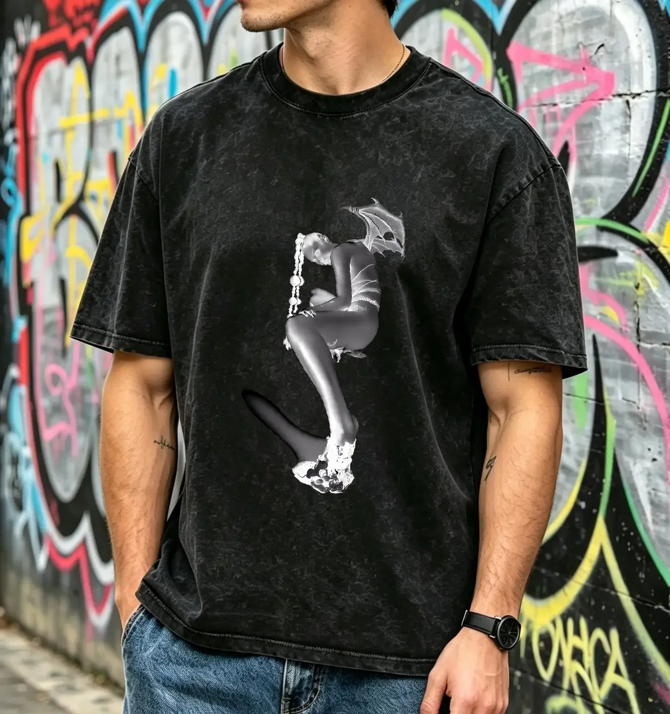 washed T Shirt Eartheater Volcano S 234XL Gifl You Black NL1578 vintage Washed Breathable Unisex graphic streetwear Stretched