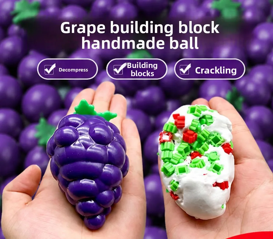 2027Mystery Blind Box Crunchy Block Squeeze Ball Random Fruit Shape Squishy Toy ASMR Sound Sensory Stress Relief Surprise Gift view 4