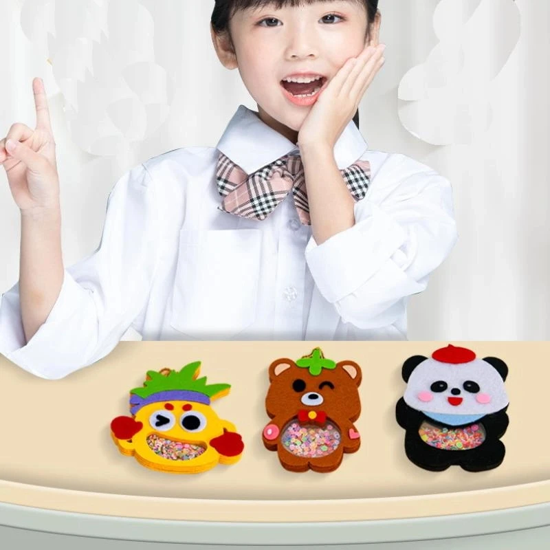 

Kids Handmade Crafts - 4PCS Shaker Puzzle Toys, Cartoon DIY Material Kits with Smooth to Stick Accessories