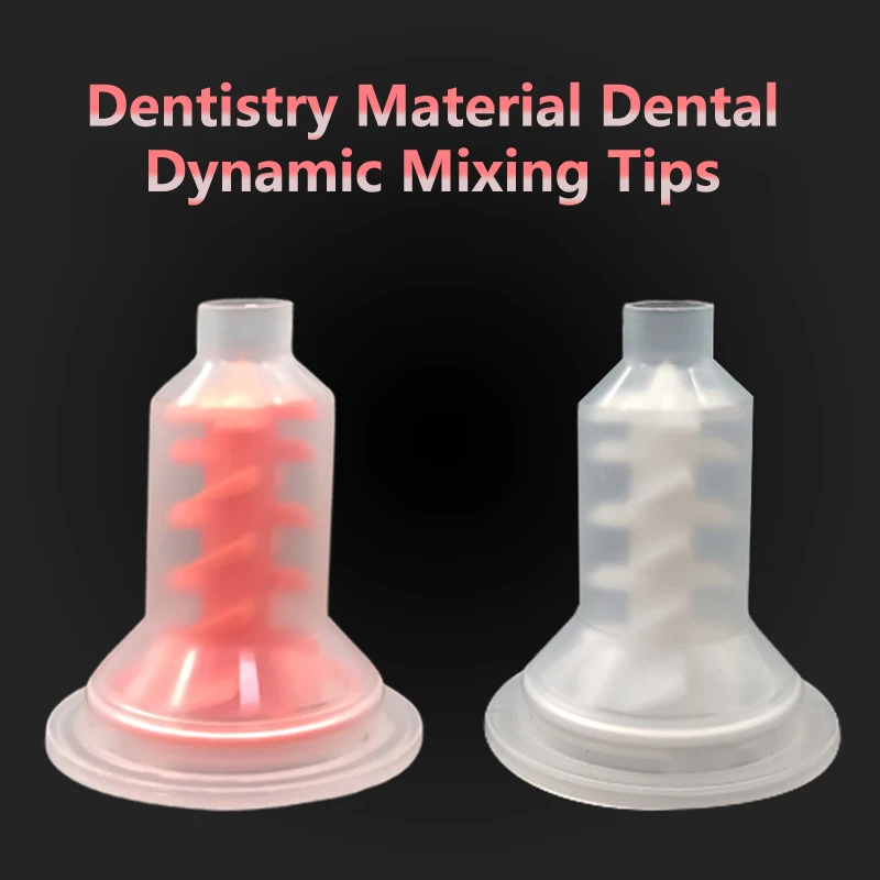 50pcs Dentistry Material Dental Dynamic Mixing Tips Impression Nozzles Dentist Silicon Rubber Head Pentamix Mixing Machine