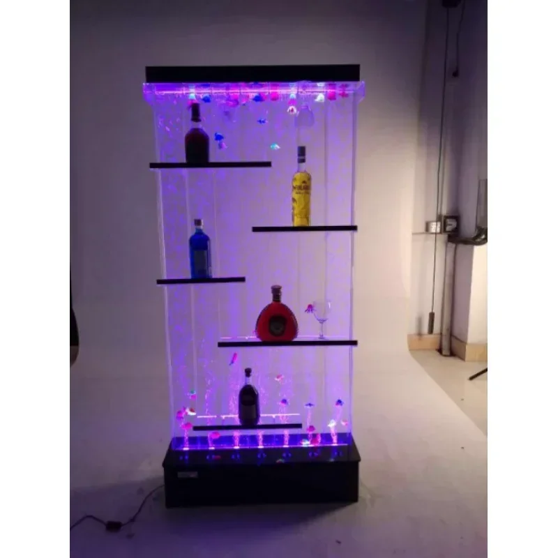 Custom, home wine bar cabinet furniture colorful acrylic water bubble wall led wine cabinet