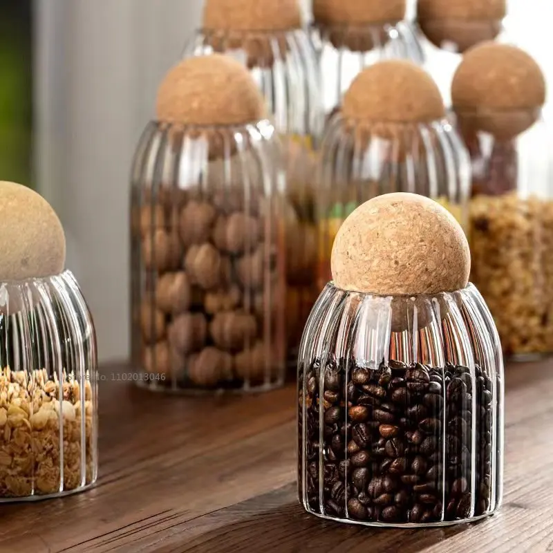 Ball Cork Lead-free Glass Jar with Lid Bottle Storage Tank Sealed Tea Cans Cereals Transparent Storage Jars Coffee Contains