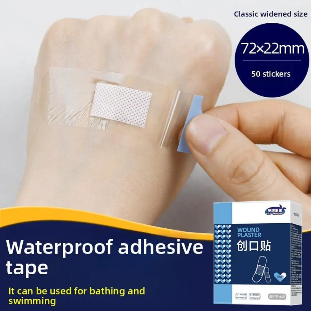 Bandes médicales adhésives transparentes en PU imperméables, crêpe pour les plaies, le sport, le bain, les soins du corps, 120 pièces