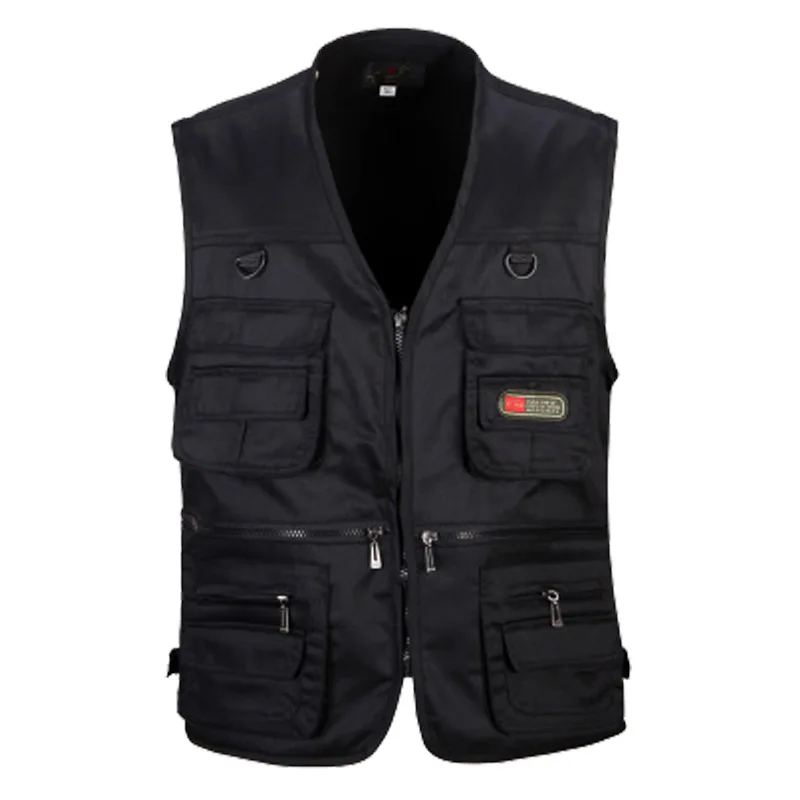 Men\'s Fishing Photography Multi-Pocket Vest Outdoor Tactical Mountaineering Sports Vest Solid Color Breathable Sleeveless Jacket