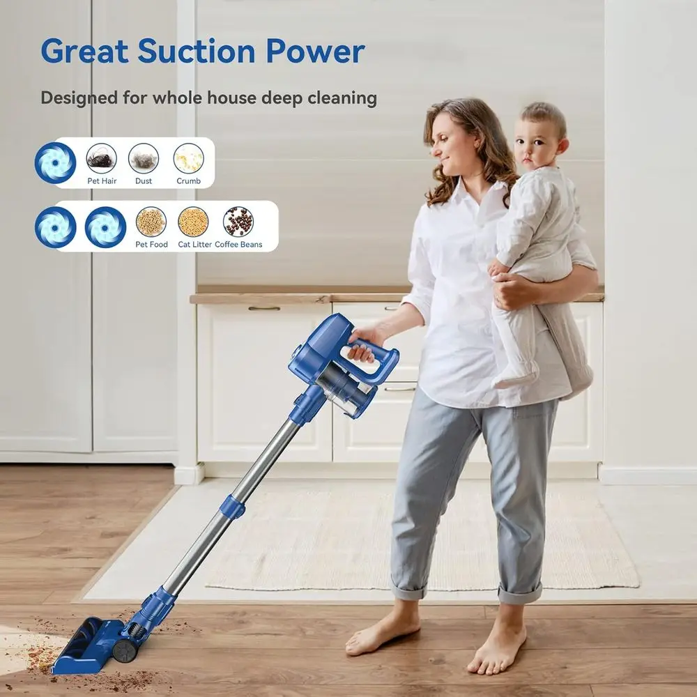 Lightweight Cordless Stick Vacuum with 6-in-1 Cleaning, 40 Min Runtime, Ideal for Home Floors and Carpets