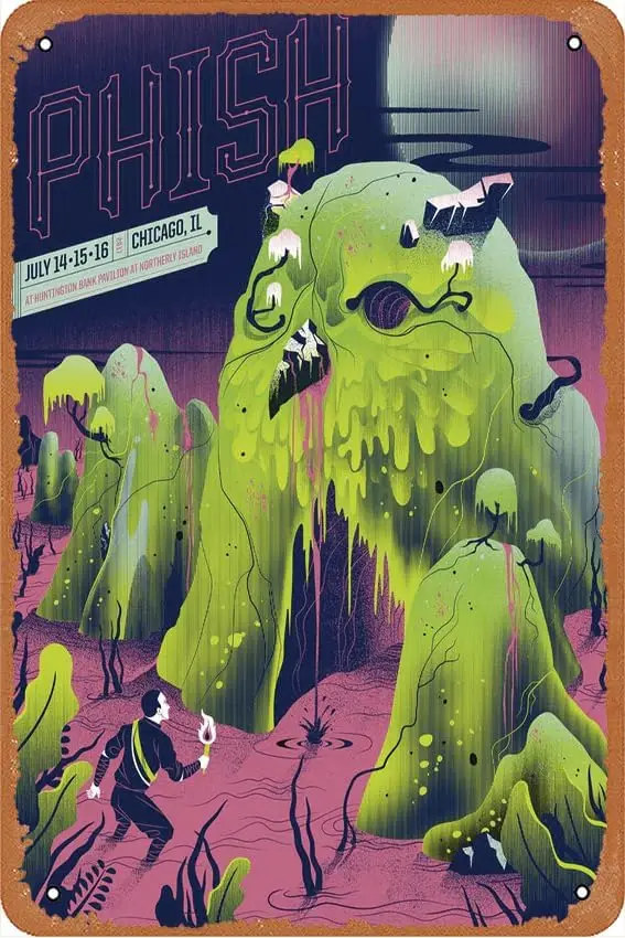 yywdcae Phish, Official Chicago Poster, July 14, 15, 16, 2017 Vintage Metal Tin Sign Wall Decor for Bars, Restaurants, Cafe sign
