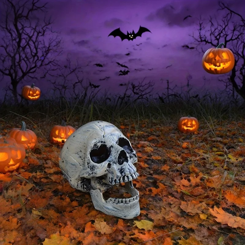 Halloween Plastic Skeleton Decor Set with Skull Head / Skull Head Plus Hands Design, Art Deco Freestanding Skull Ground Inserts